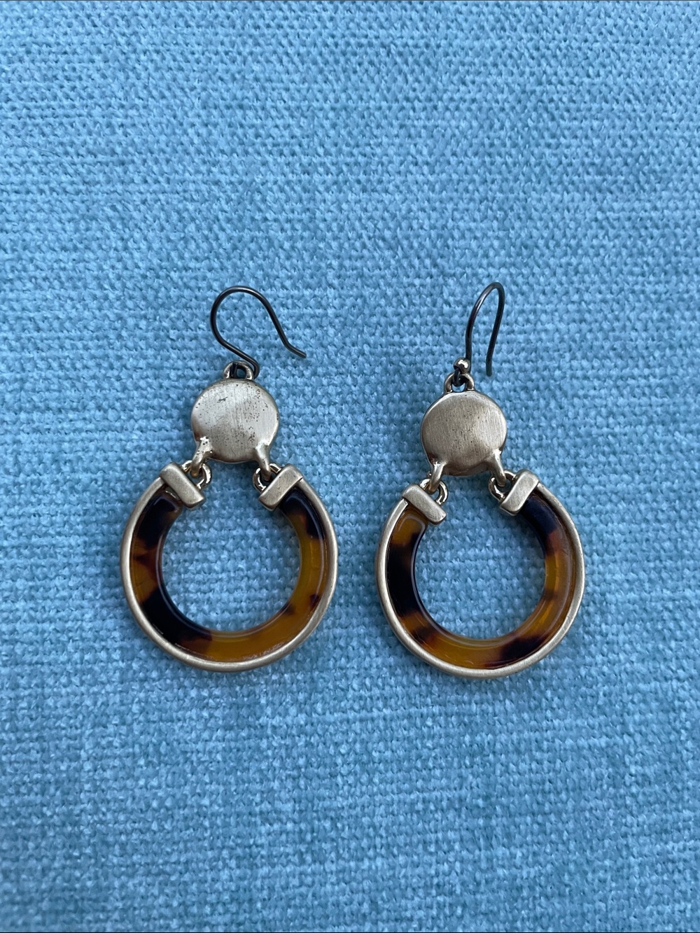 Tortoiseshell Hoop Drop Earrings - Brown